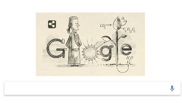  A Google Doodle in honor of Jan Ingenhousz, accredited 