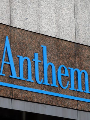 The Anthem logo at the company's corporate headquarters in Indianapolis.