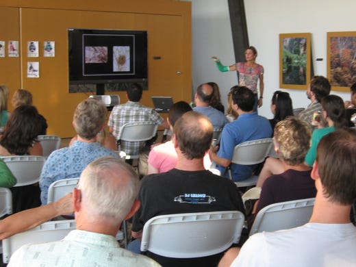 Cathy Wise, education director for Audubon Arizona, speaks about the mating habits of native birds at a Birds ‘n Beer gathering June 16. The free series features lighthearted lectures geared toward environmentally conscious adults, and continues the third Thursday each month at the Nina Mason Pulliam Rio Salado Audubon Center in Phoenix. Co-sponsored by Valley brewery Four Peaks Brewery.