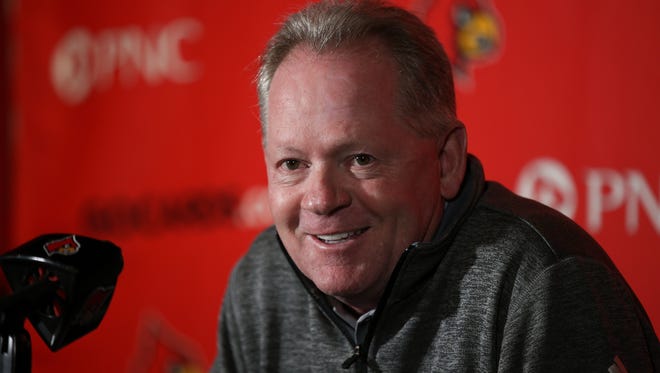 Louisville coach Bobby Petrino speaks to the media during a press conference previewing spring practice for UofL football. March 19, 2018
