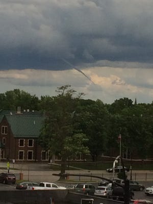 A funnel cloud was spotted from the Green Bay Press-Gazette newsroom on Saturday afternoon. It may be the same formation that was spotted in Manitowoc County.