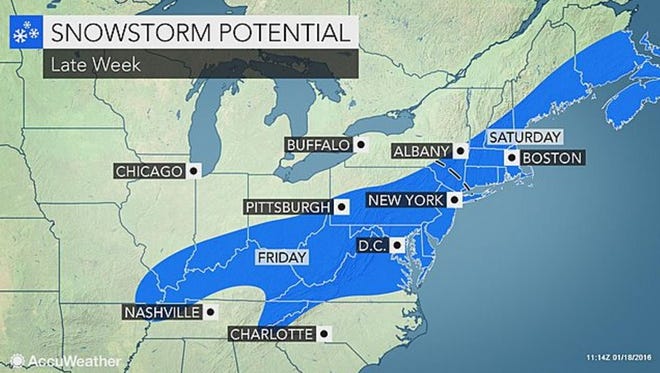 Six inches of snow is possible through Saturday night, according to the most recent forecast.