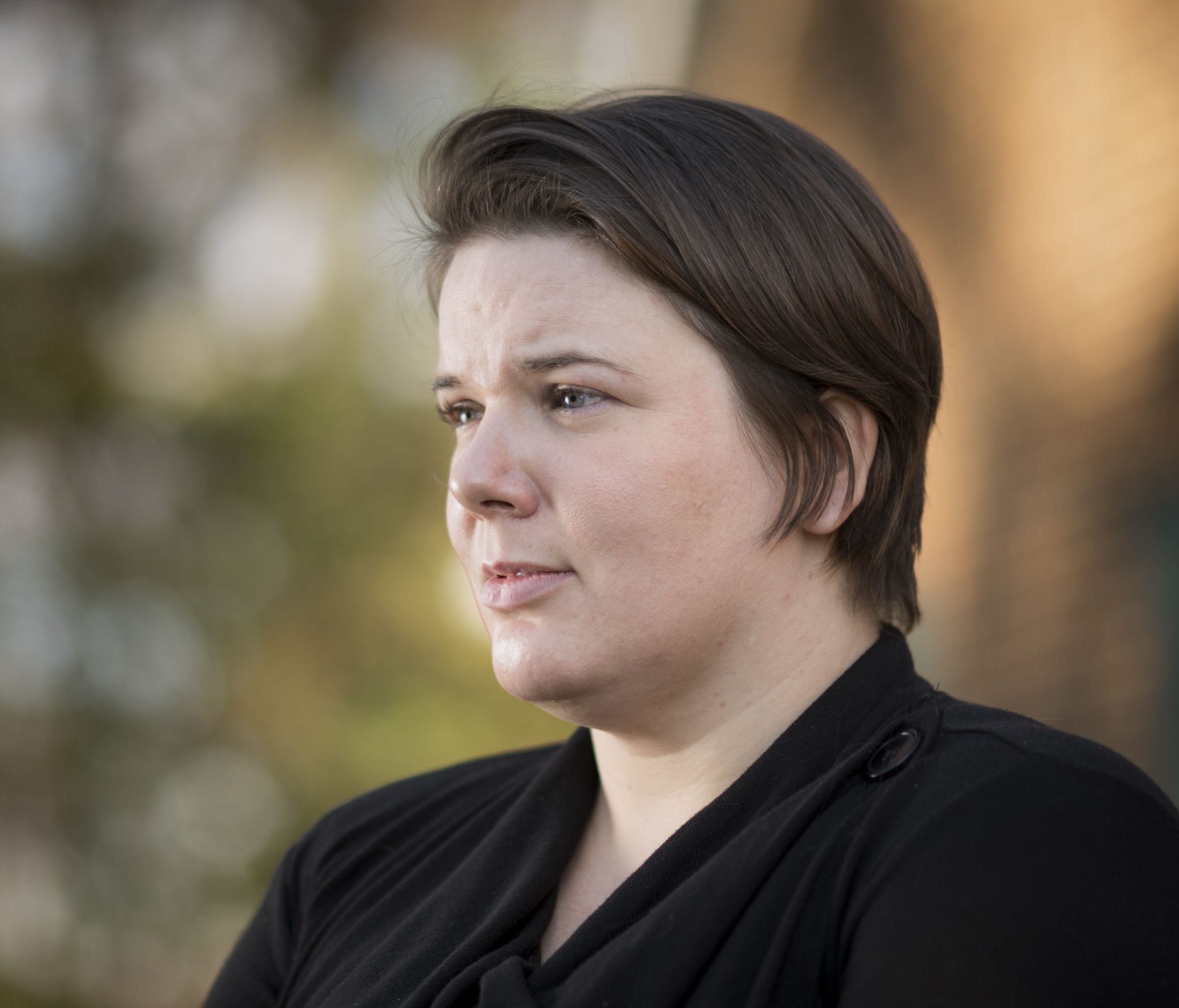 Kristin Fehr, 35, poses for a photo at her parents' home.     Fehr says she was raped by Cleveland Clinic colorectal surgeon Ryan Williams about 8 years ago after he drugged her before a procedure. A previous alleged rape victim of this doctor - who is