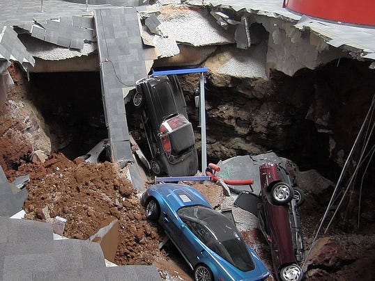 Watch Sinkhole Swallow 8 Corvettes At Museum
