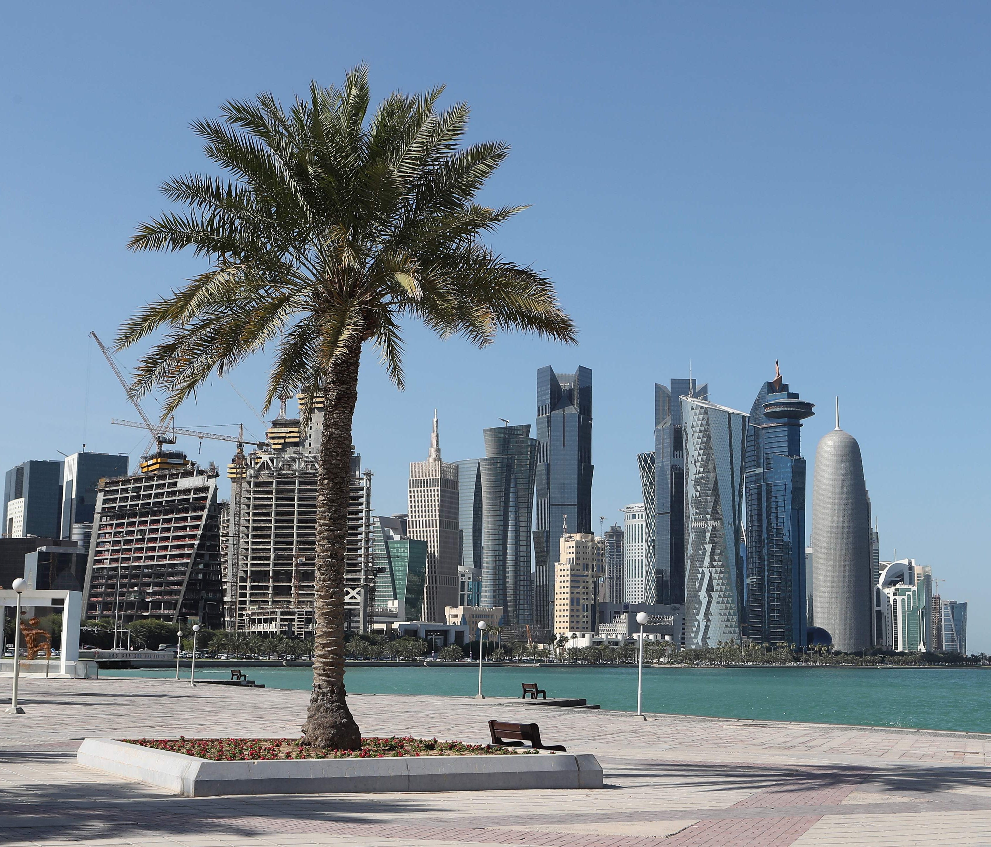A general view taken on June 5, 2017 shows the corniche in Doha, Qatar.