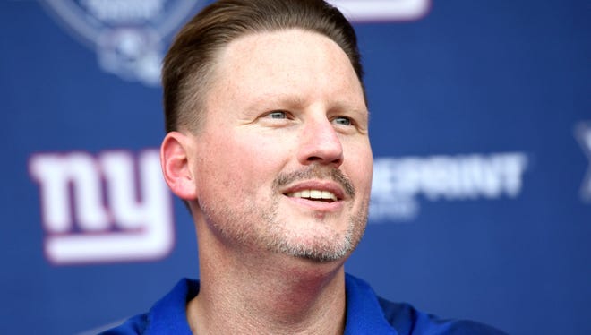New York Giants head coach Ben McAdoo talks to the media after the first day of mini camp in East Rutherford, NJ on Tuesday, June 13, 2017.