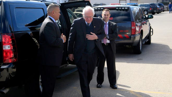 Sen. Bernie Sanders gets breakfast on April 5, 2016, in Milwaukee.