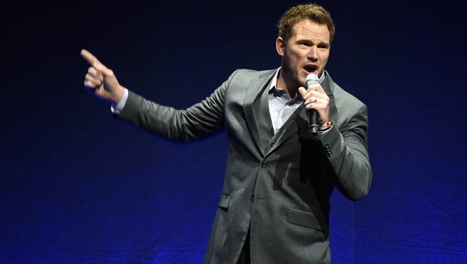 Actor Chris Pratt speaks onstage during Universal Pictures Invites You to an Exclusive Product Presentation Highlighting its Summer of 2015 and Beyondat The Colosseum at Caesars Palace during CinemaCon, the official convention of the National Association of Theatre Owners, on April 23, 2015 in Las Vegas, Nevada.