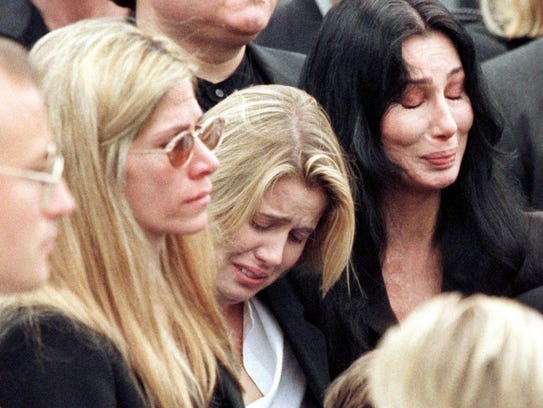 -Cher (right), Chastity Bono (now Chaz) and Mary Bono