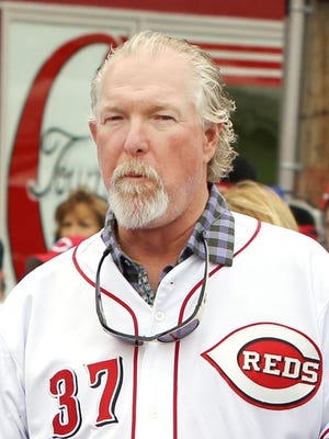 Norm Charlton, one of the 1990 World Champion Cincinnati Reds "Nasty Boys" at the 2015 Opening Day Parade.  The Enquirer/Patrick Reddy