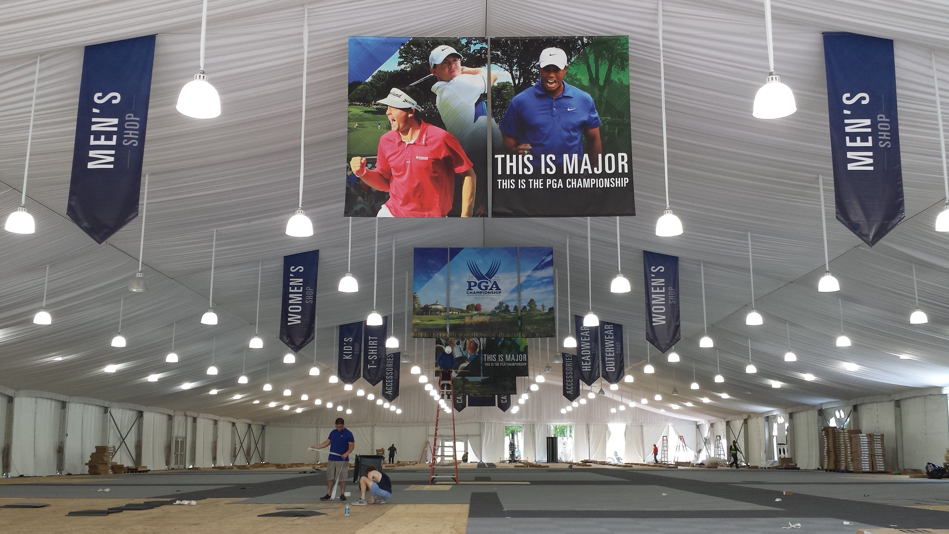 Mega merchadise tent set up for Valhalla PGA Championship