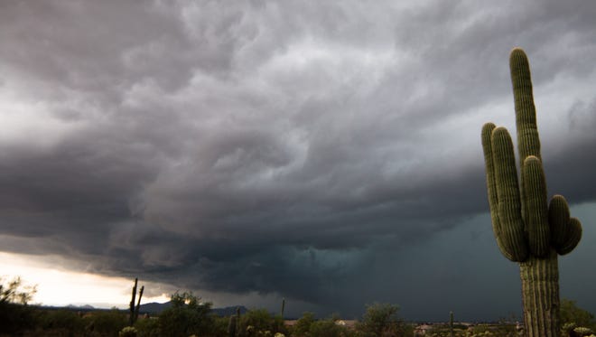 Clouds from the August  19, 2014 storm at McDowell Mountain Park Gateway trail head.