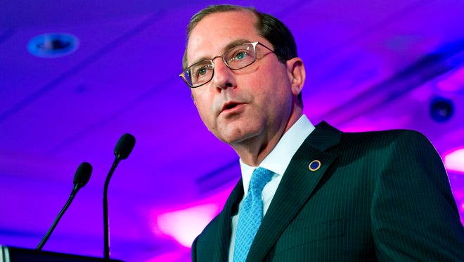 Department of Health and Human Services Secretary Alex Azar speaks at the National Governor Association winter meeting in Washington on Feb. 24, 2018.
