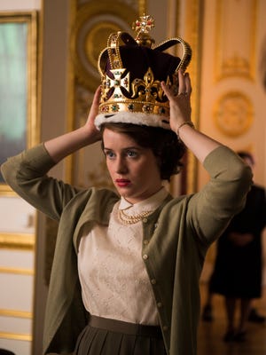 This image released by Netflix shows Claire Foy in a scene from, "The Crown." Foy was nominated for a Golden Globe award for best actress in a drama series or motion picture made for TV on Monday, Dec. 11, 2017. The 75th Golden Globe Awards will be held on Sunday, Jan. 7, 2018 on NBC.  (Netflix via AP)