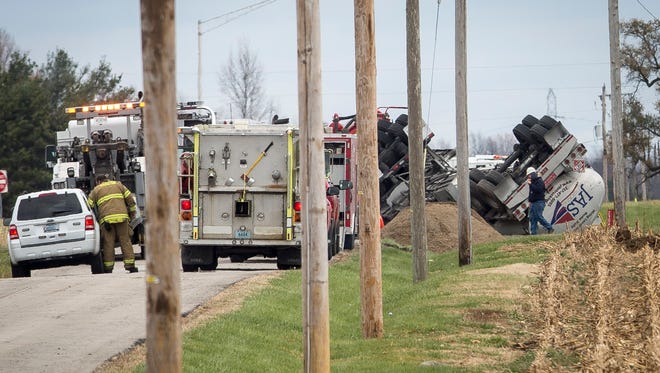 Delaware County HazMat teams had to contain a leaking and overturned tanker truck carrying about 7,000 gallons of ethanol Sunday afternoon on Riggin Road near the Muncie Bypass. The road was closed from early morning until a little after 2 p.m.