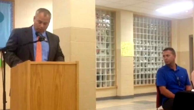 Superintendent Ray Castellani speaks at a school board meeting this year.