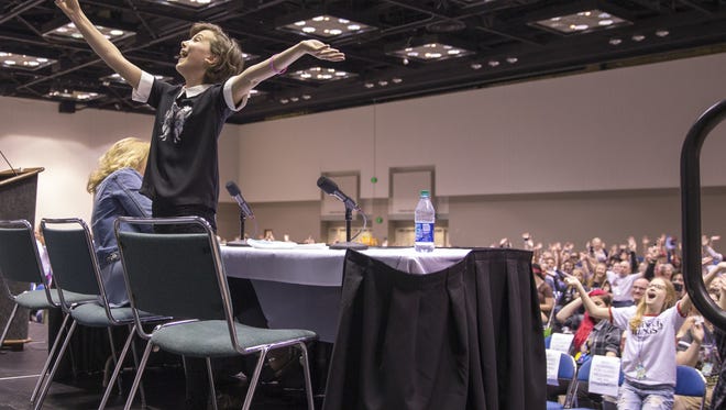 Millie Bobby Brown, shown taking a selfie with the crowd who came to see the actor, was a huge hit at last year's Indiana Comic Con. Her castmate David Harbour will likely be just as big at this year's.