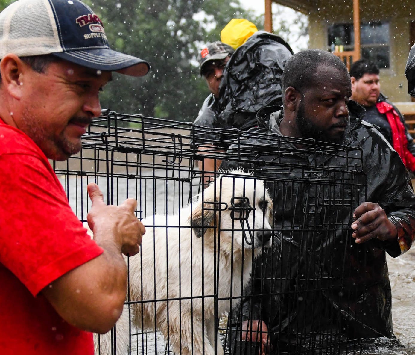 Volunteers and first responders in Lafayette, La., on Aug. 28, 2017.