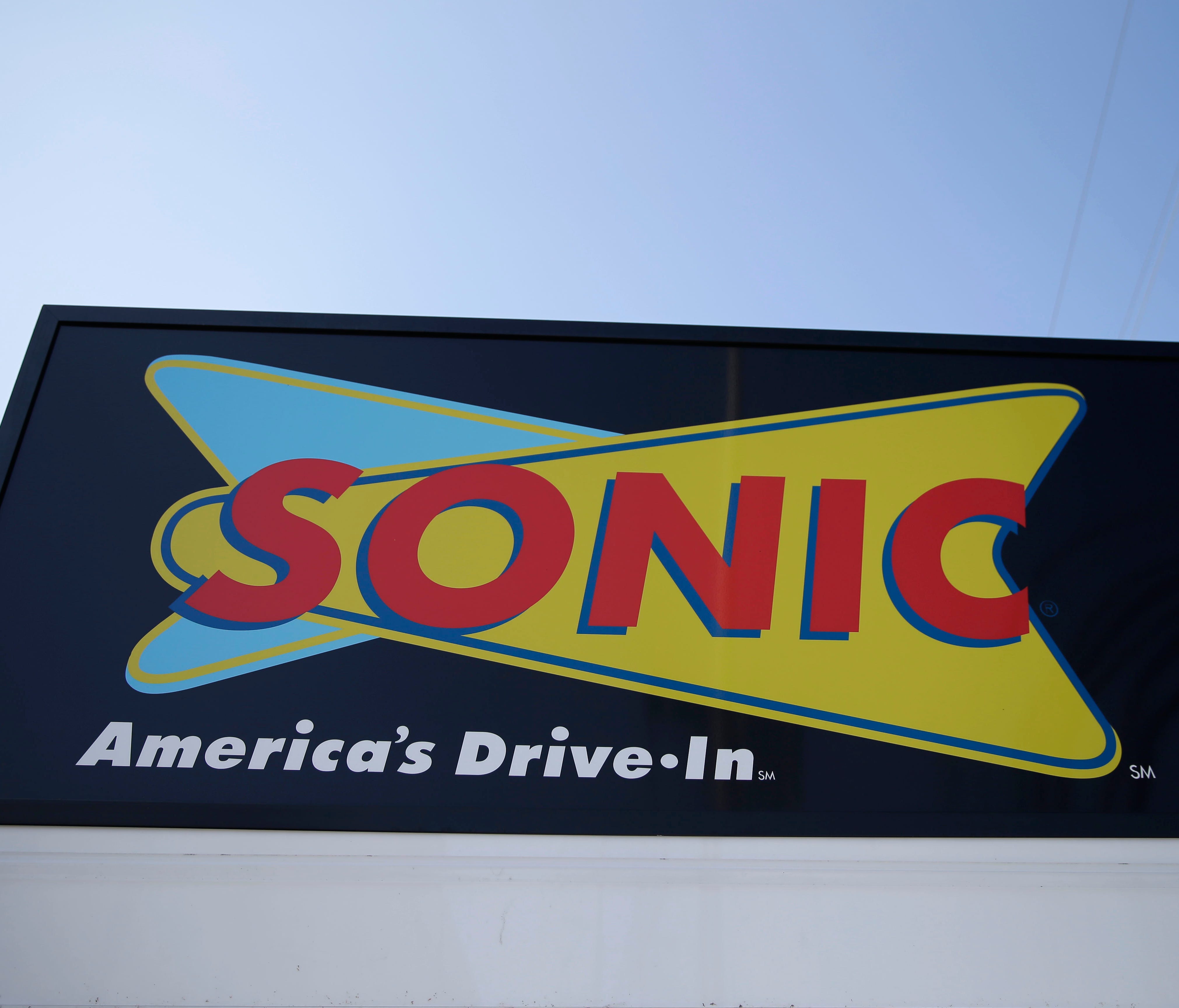 This Monday, March 9, 2015, file photo shows a sign for a Sonic Drive-In in Holmes, Pa. Sonic says there's been some 