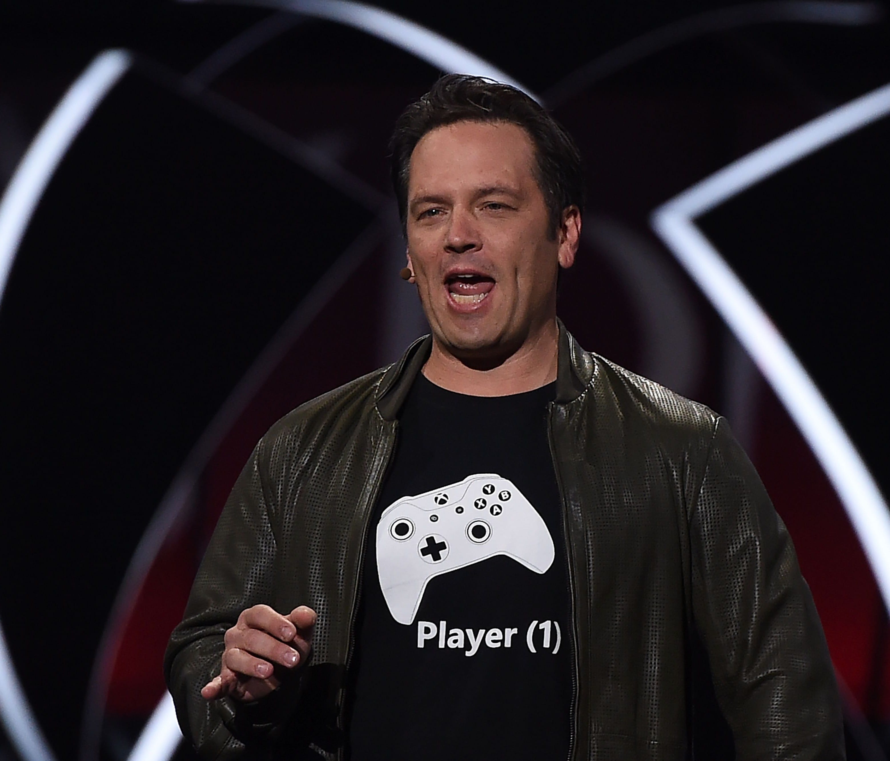 Xbox chief Phil Spencer speaks on stage at the Microsoft Xbox E3 2017 Briefing at the Galen Center in Los Angeles, Calif. The event is part of the Electronic Entertainment Expo (E3), which focuses on new products and technologies in electronic gaming