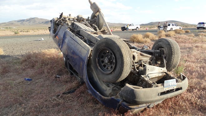 Two young men were killed and another hospitalized with serious injuries following a rollover accident Saturday afternoon along U.S. 50 near the “fourcorners” stop in Silver Springs.