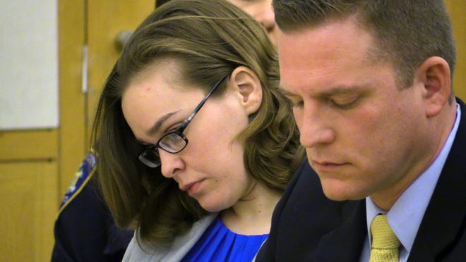 Lacey Spears at the opening of her murder trial at the Westchester County Courthouse in White Plains. To her left is one of her attorneys, David. R. Sachs.