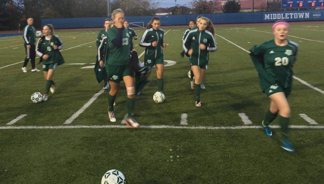 Webutuck girls soccer teams jogs off the field before its Section 9 Class C final against Sullivan West.