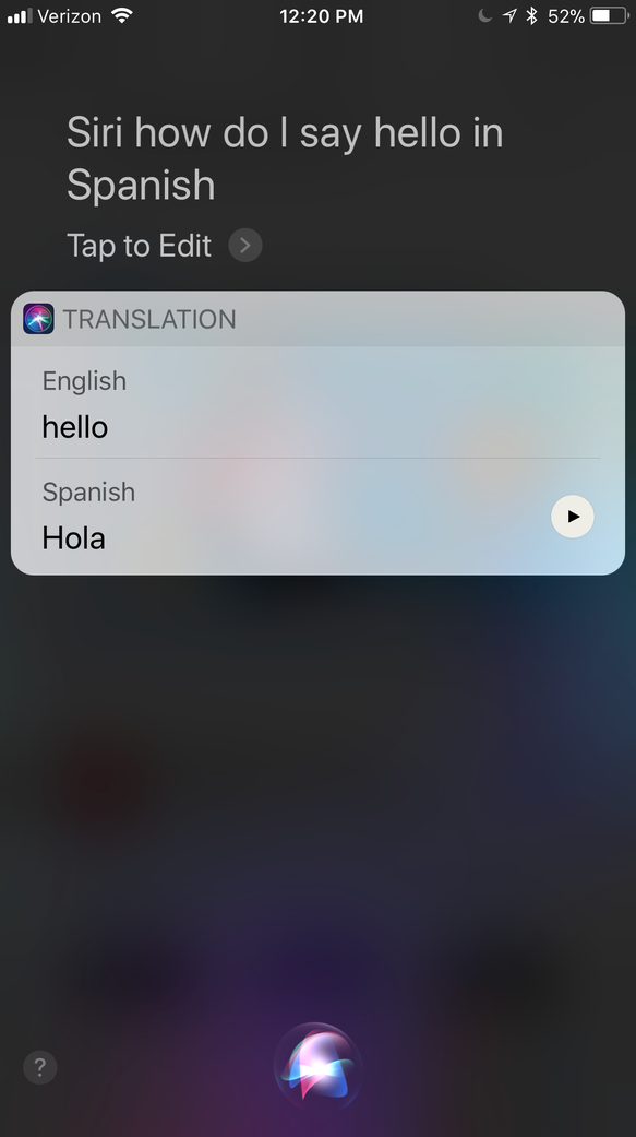 Siri will now translate phrases in several languages