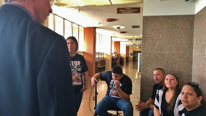 The family of Adonis Serna filled the Tulare County courthouse on Wednesday. Defense attorney Douglas Hurt demanded DA hand over evidence against his client.