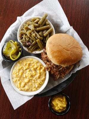 The pulled pork sandwich at Momma's Mustard, Pickles & BBQ.