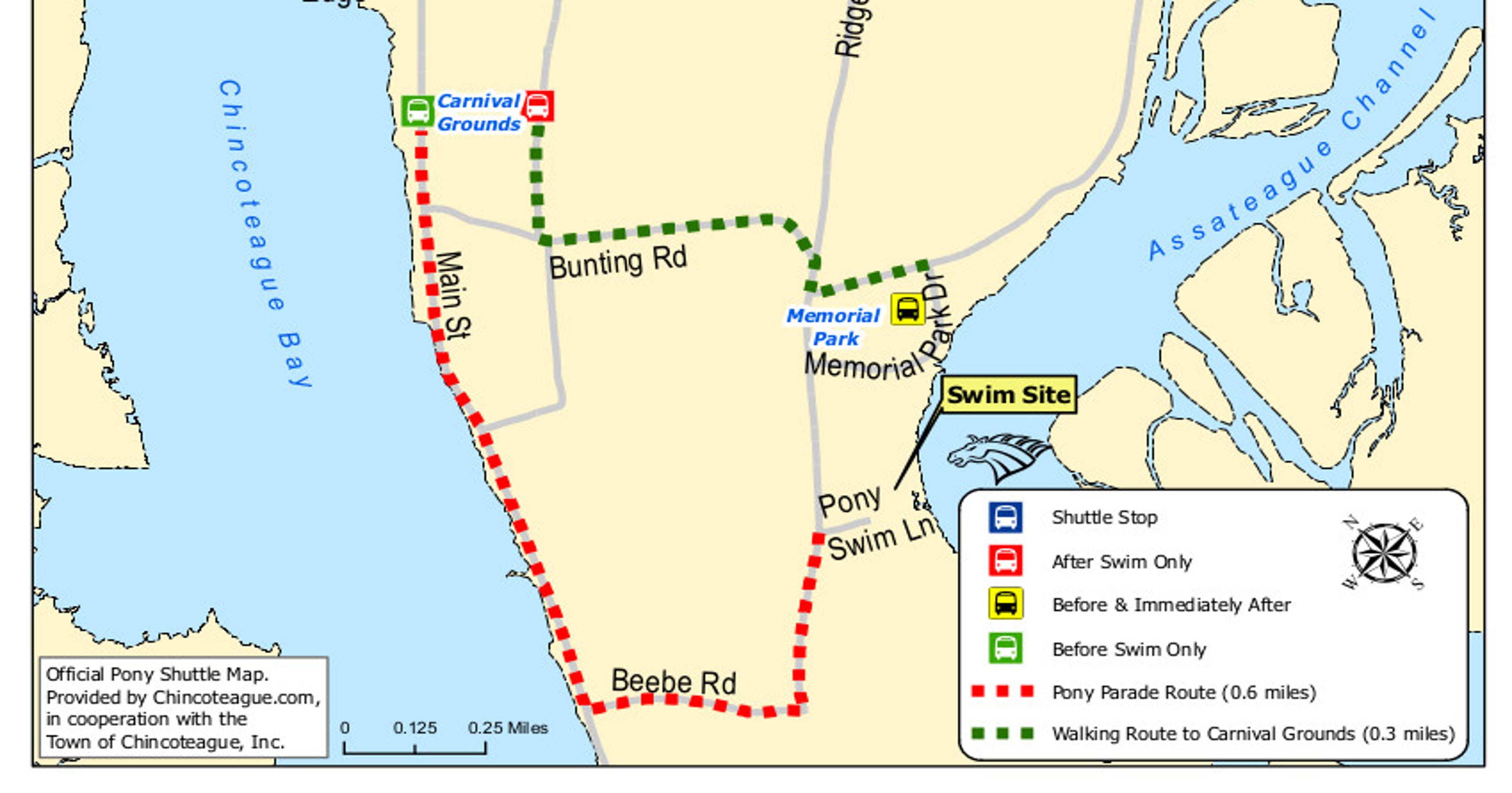 Free shuttle to Chincoteague Pony Swim site available