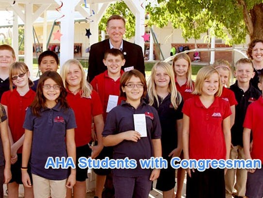 Students from AHA pose with Congressman Paul Gosar