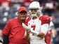 Arizona Cardinals head coach Bruce Arians talks to