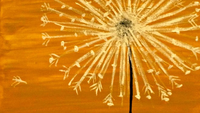 Painters will follow step-by-step directions to create this Sunshine Dandelion acrylic painting at the February 20 Crafternoon program at the Fond du Lac Public Library. The program is free to adults and teens in middle school and older.