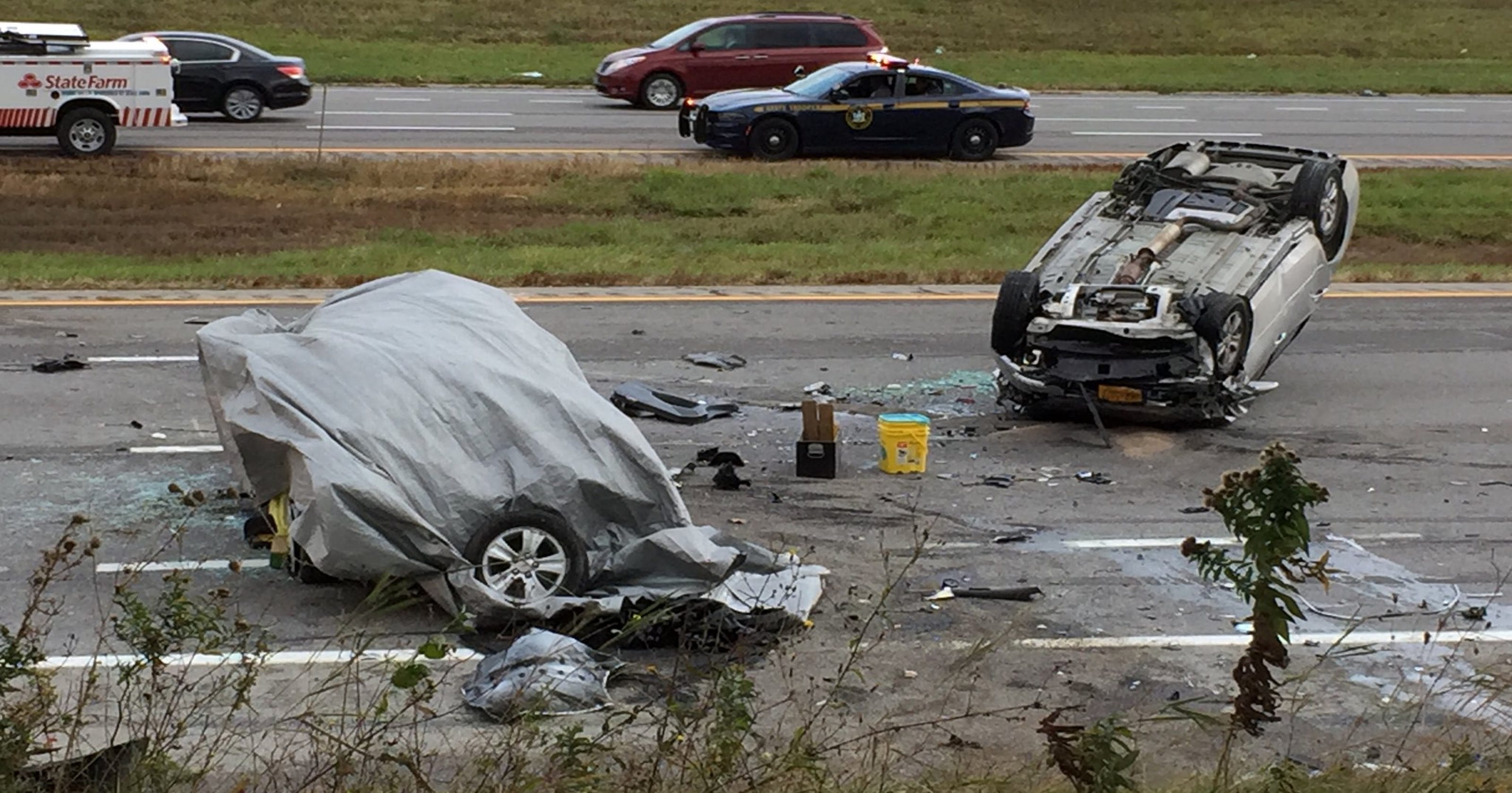I-390 crash: 2 killed, state trooper hurt in rollover accident
