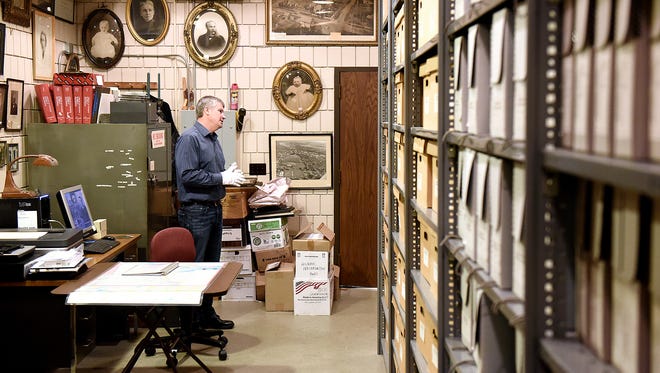 Stearns History Museum head archivist Steve Penick talks about his work in the museum's archive storage room.
