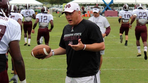 Mississippi State defensive coordinator Geoff Collins was named a finalist for the Broyles Award on Sunday.
