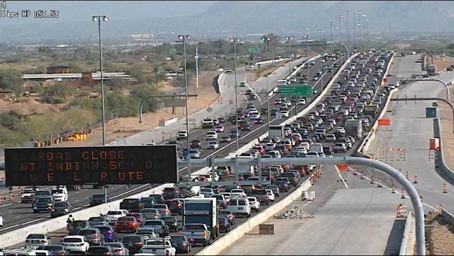 A fatal crash forced authorities to close the northbound lanes of Loop 101 near Scottsdale on Aug. 21, 2015.