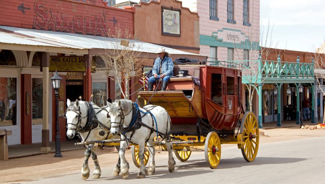Old Tombstone Tours offers narrated stagecoach tours through town.