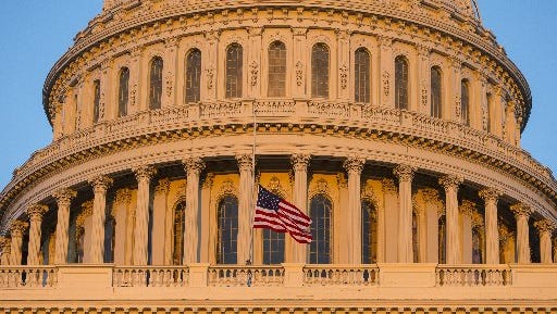 U.S. Capitol at sunset.