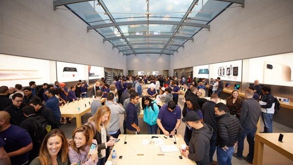 A packed Apple store after the iPhone X launch