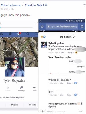 A Franklin Township volunteer firefighter has been suspended indefinitely after appearing to make racist remarks on Facebook.