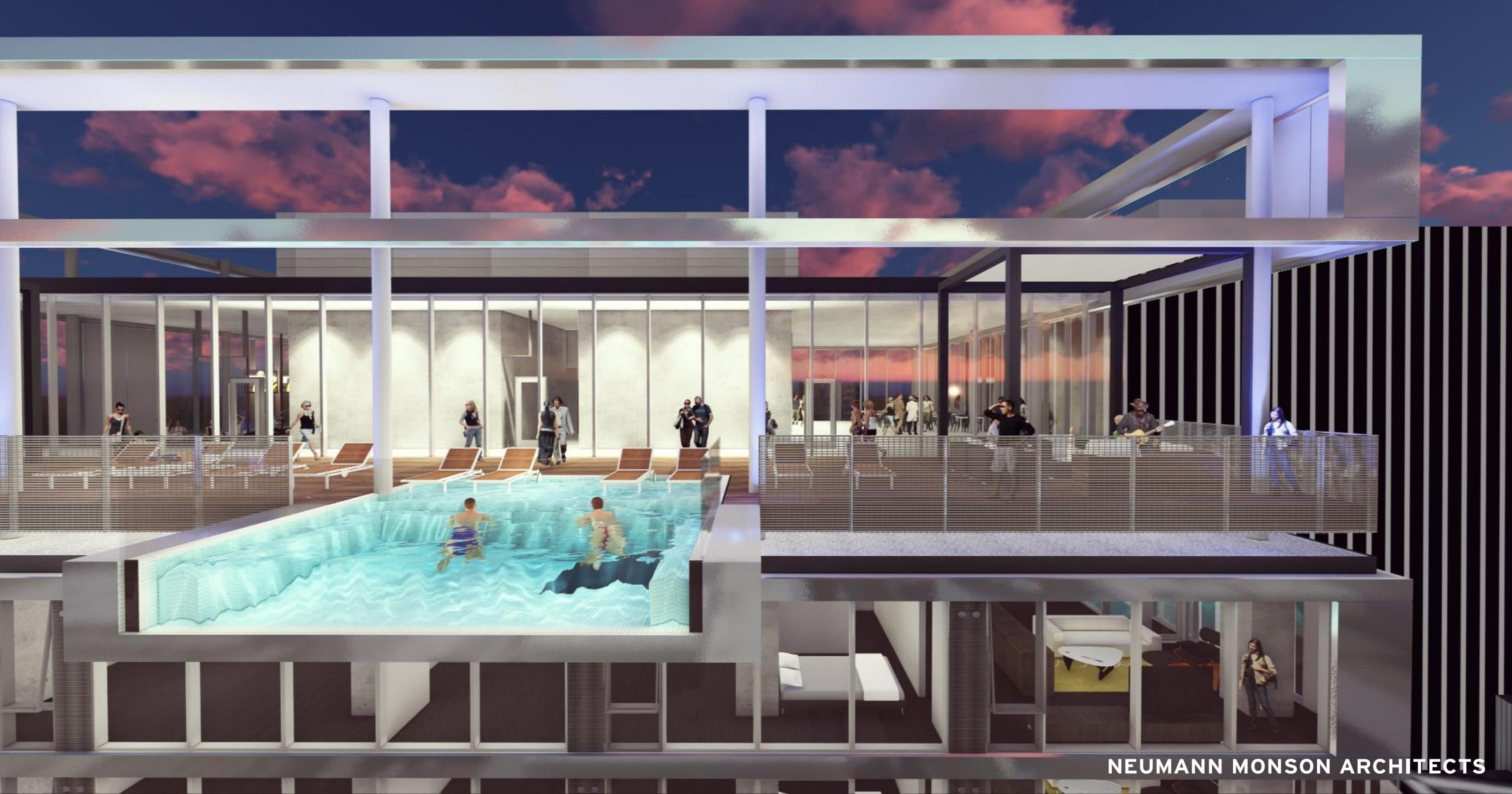 Hanging rooftop pool will let you look 26 stories down