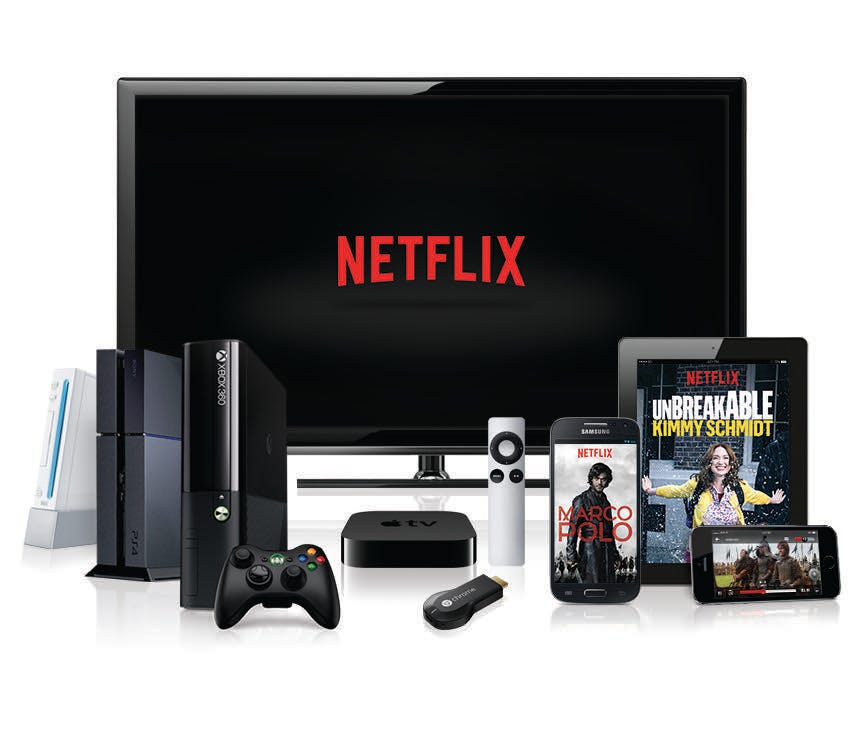 A collection of some of the devices that streaming service Netflix is available on.