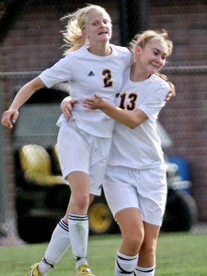 Maddie Pogarch (2) had a goal and two assists in Hartland’s 3-0 home win over Okemos on Tuesday.