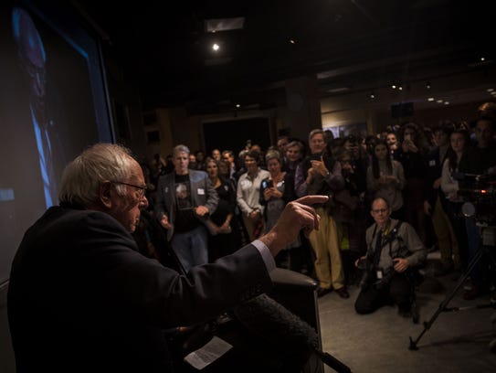 Sen. Bernie Sanders speaks at a Vermont Democratic