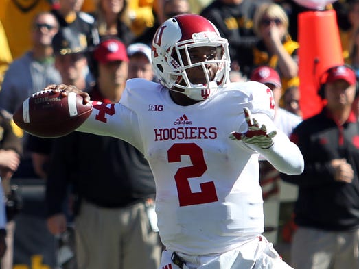 Oct 11, 2014; Iowa City, IA, USA; Indiana Hoosiers