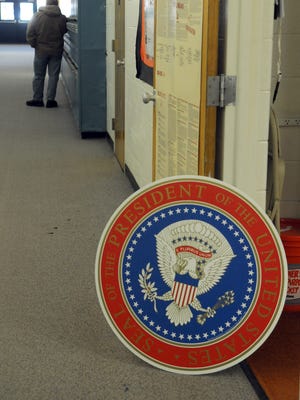 A presidential seal sits in the doorway of one of the princinct rooms at Swope Middle School Saturday Feb. 3, 2012Marilyn Newton/RGJ