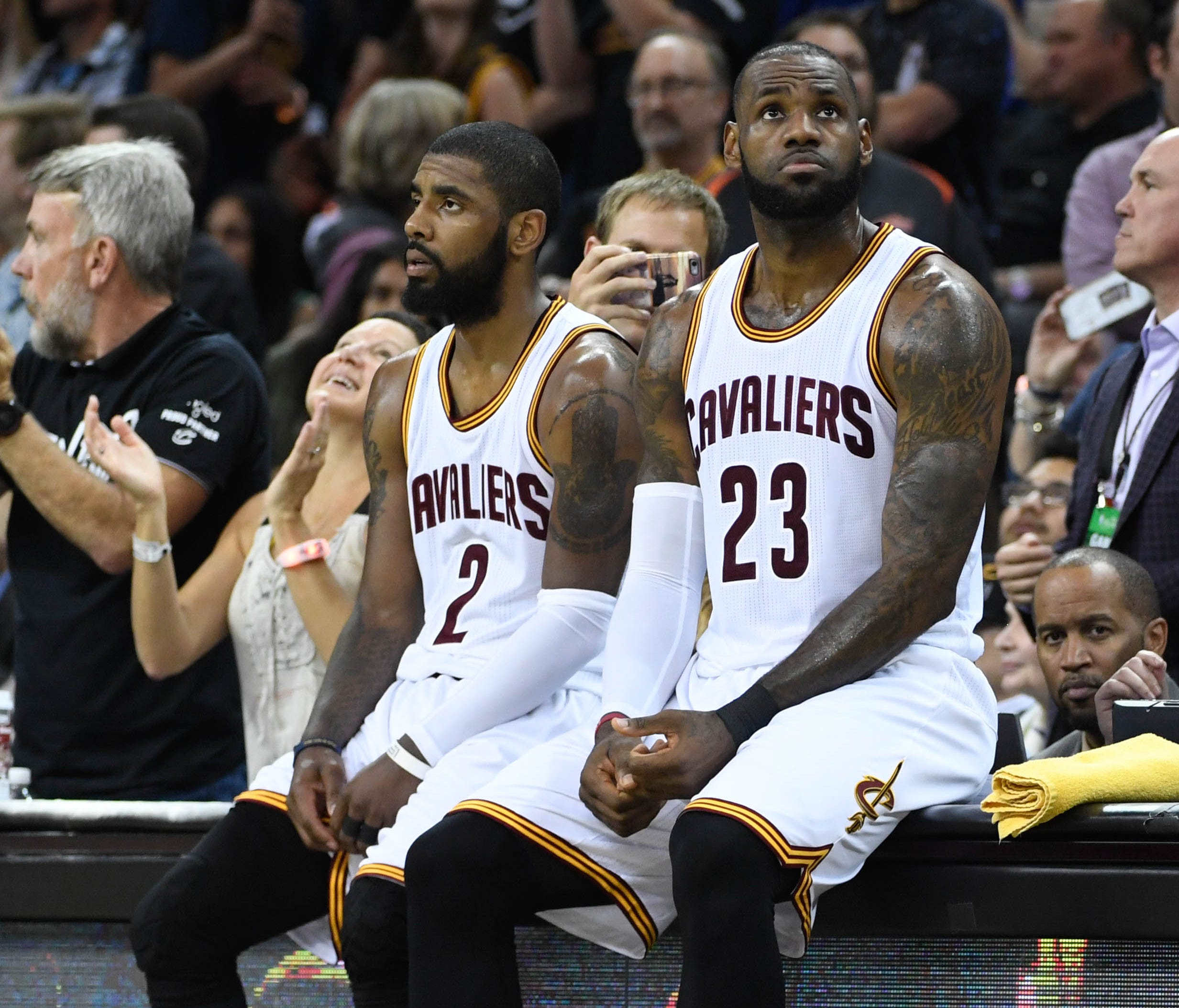 Kyrie Irving (2) and LeBron James (23) during the second quarter of Game 4 of the NBA Finals in June.