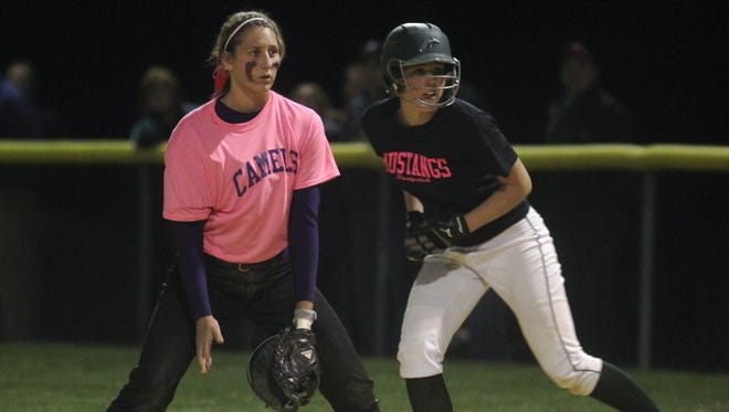 Players from both Bishop Brossart and Campbell County wore pink uniforms for their rivalry game. Bishop Brossart beat Campbell County 6-3 in softball April 24.